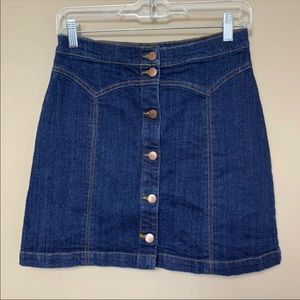 H&M Button Down Placket Jean Denim Skirt